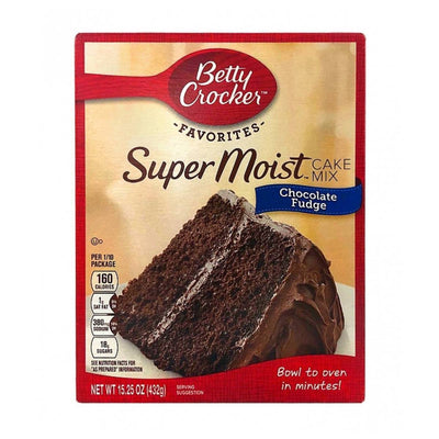 Betty Crocker Super Moist Chocolate Fudge Cake Mix, torta morbida al cioccolato fondente da 432g (3827252363361)