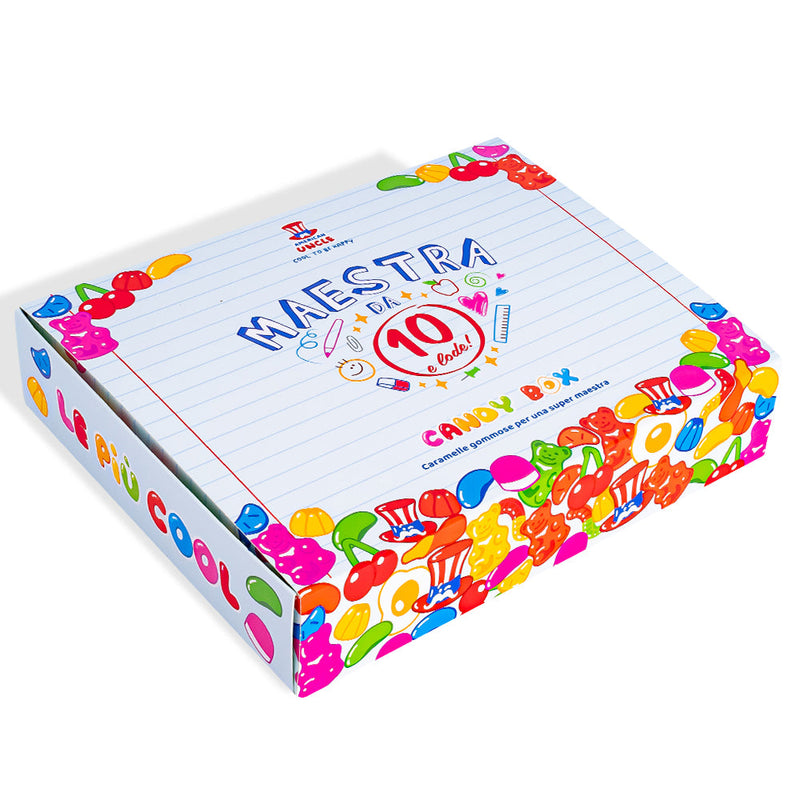 Candy box "Profesor con 10 cum laude", caja de gomitas para componer con los favoritos de tu profesor