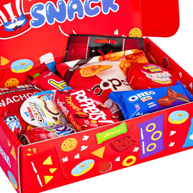 Snack Box “Love in a box”, surprise box of 20 sweet and savoury snacks and drinks