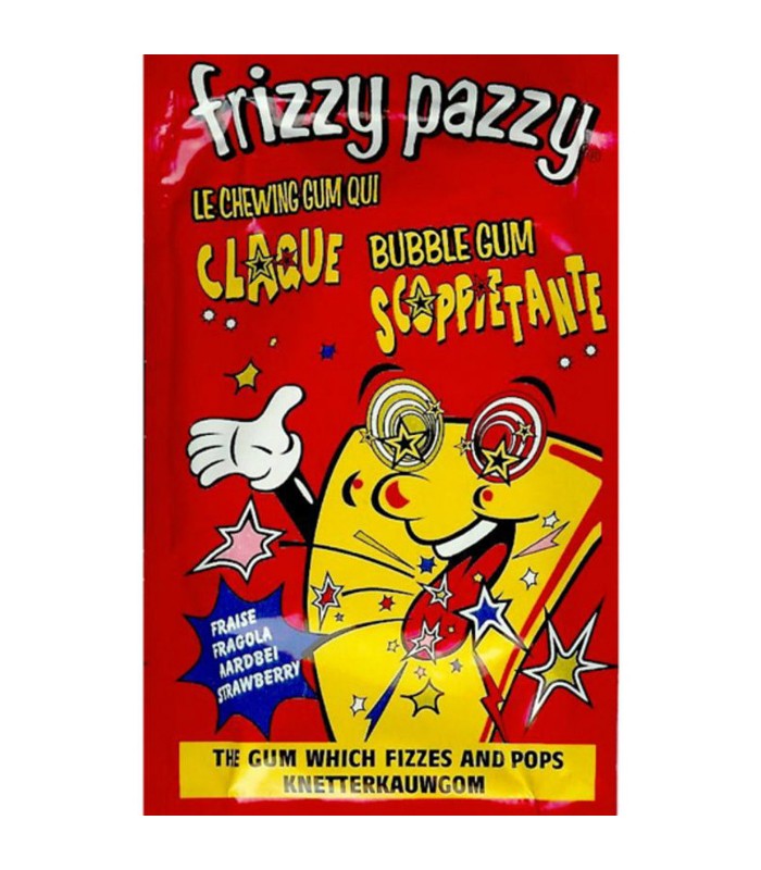 Frizzy Pazzy Bubble Gum, 7g Strawberry Gum Popper