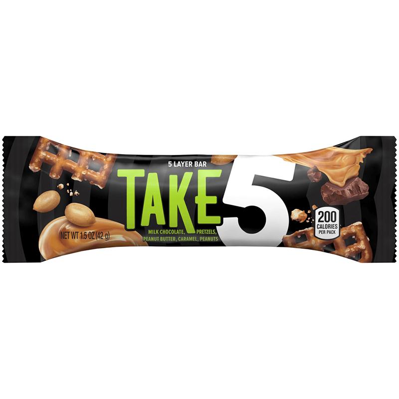 Take 5, barretta al cioccolato con pretzel, burro d&