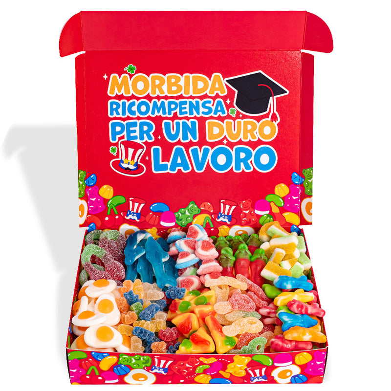 Candy box "Felicitaciones por tu graduación", caja de gomitas a componer con las favoritas del graduado