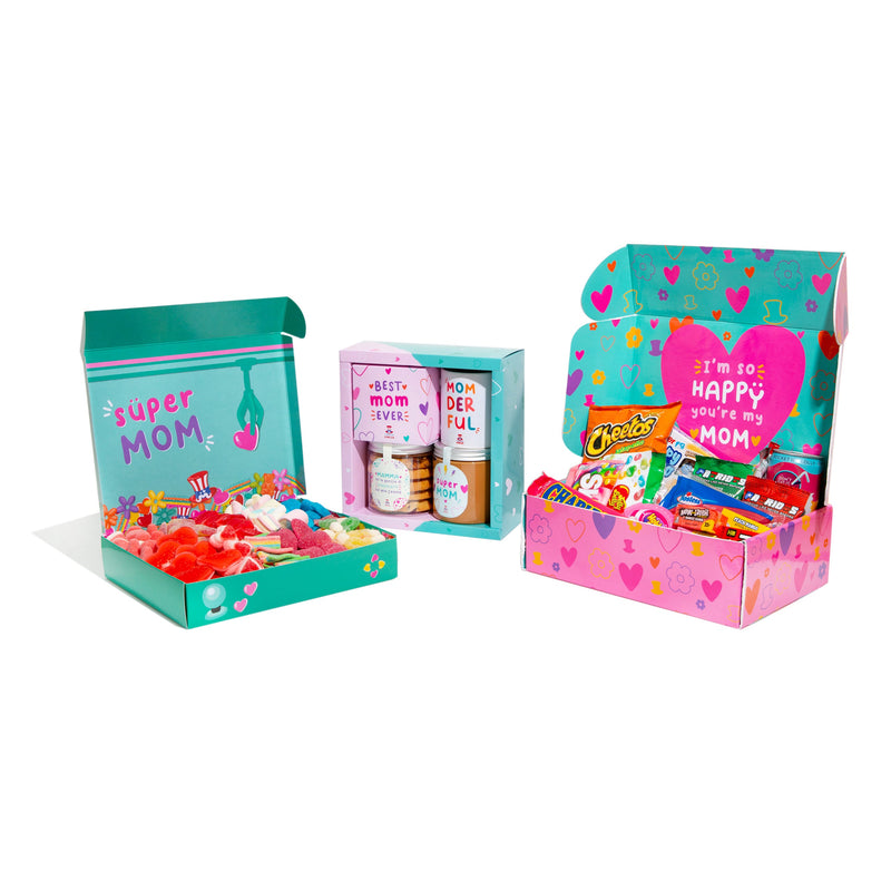 Caja Merienda - Edición Mamá + Caja Regalo Mamá + Caja de Dulces - Edición Super Mamá 1kg sorpresa