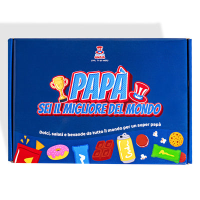 Snack Box “El mejor papá del mundo”, caja sorpresa de 20 snacks y bebidas dulces, salados para papá