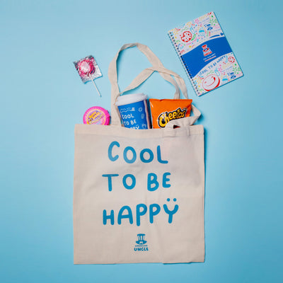 Shopper Cool to be Happy, borsa color avana in cotone resistente, 35x40cm