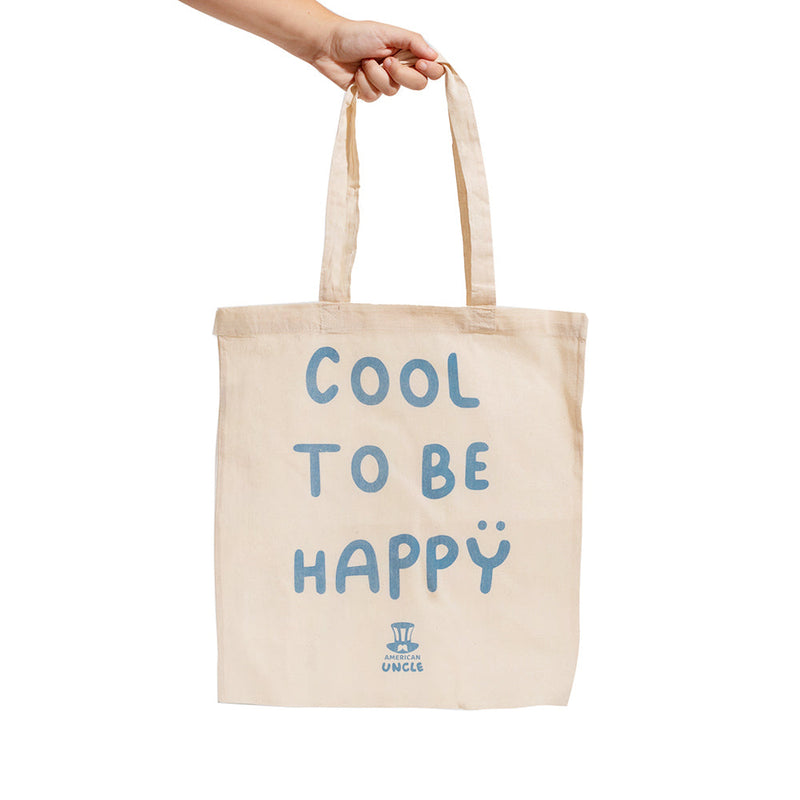 Shopper Cool to be Happy, borsa color avana in cotone resistente, 35x40cm