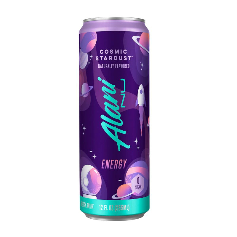 Confezione da 355ml di energy drink al ginseng Alani Nu Energy Cosmic Stardust Zero Sugar