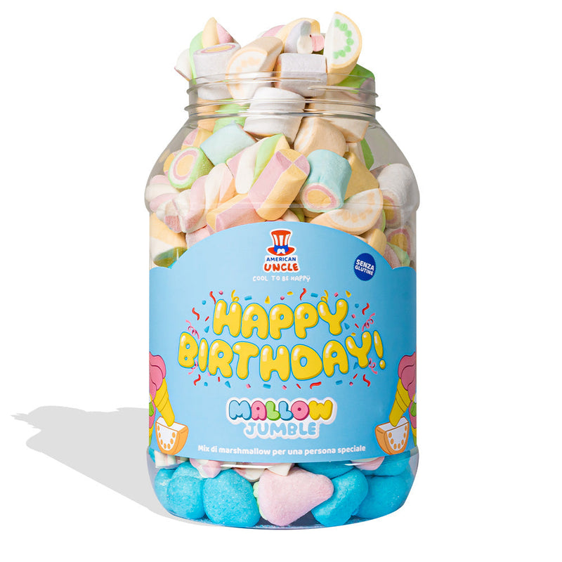 Mallow Jumble “Happy Birthday”, barattolo di marshmallow da comporre con i tuoi gusti preferiti