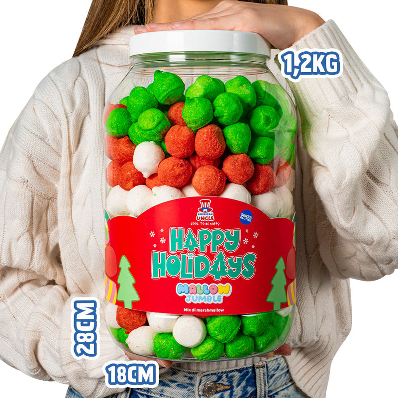 Mallow Jumble “Happy Holidays”, a jar of marshmallows to compose with your favorite flavors