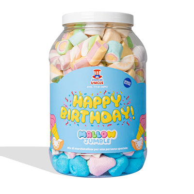 Mallow Jumble “Happy Birthday”, barattolo di marshmallow da comporre con i tuoi gusti preferiti