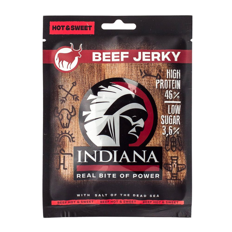 Beef Jerky Indiana Hot&amp;Sweet, 25g de carne seca dulce y picante