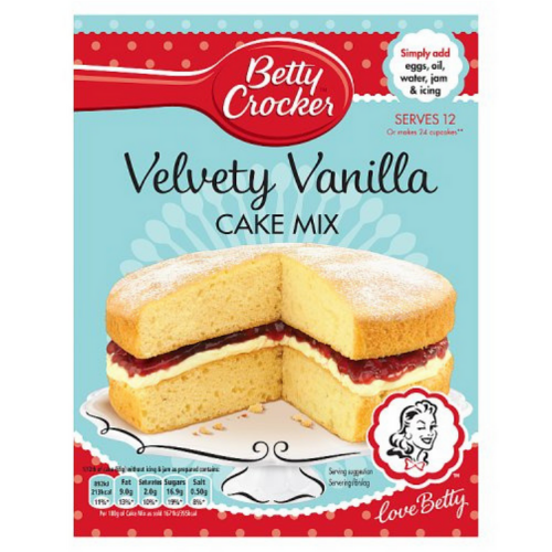 Betty Crocker Velvety Vanilla Cake mix, preparato per torta morbida alla vaniglia da 425g (4101528551521)