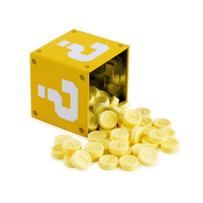Boston America Super Mario Coin Candy, confezione di caramelle alla frutta nel formato cubo misterioso di Super Mario da 17g (4043148623969)