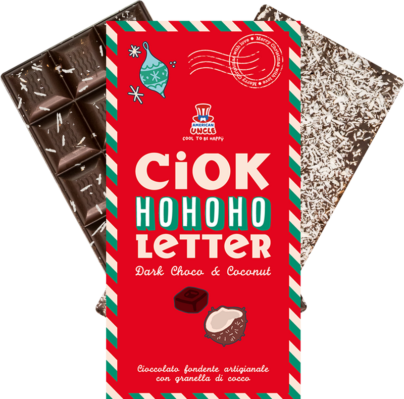 ChocoLetter Dark Choco &amp; Coconut, 100g artisanal dark chocolate bar with coconut flakes