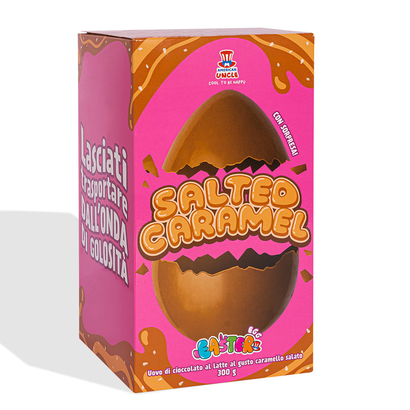 American Uncle Salted Caramel Easter Egg, uovo di Pasqua di cioccolato al latte al gusto caramello salato da 300g