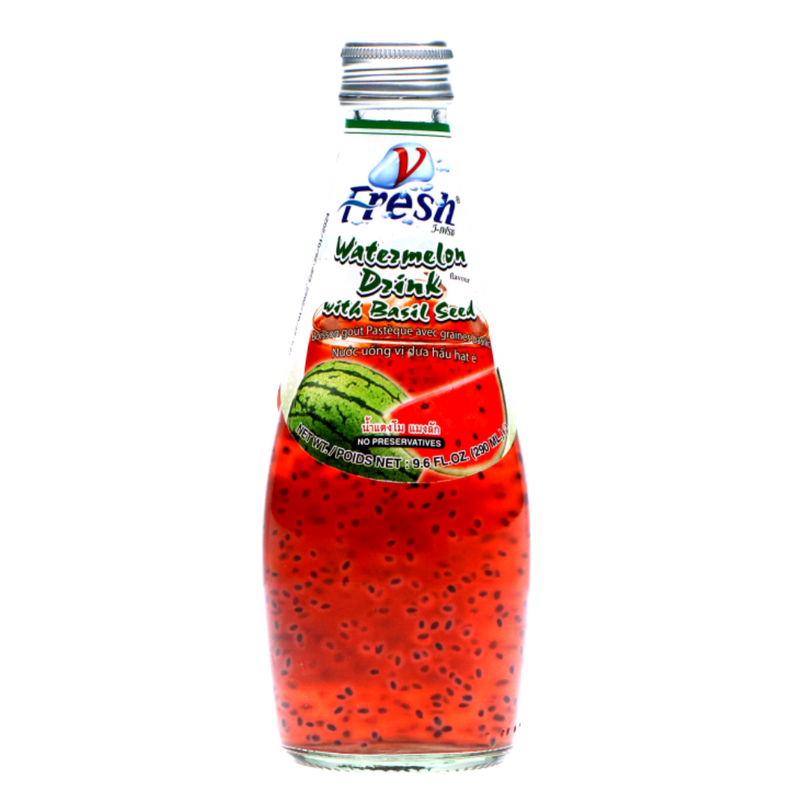 Fresh Watermelon Drink with Basil Seed