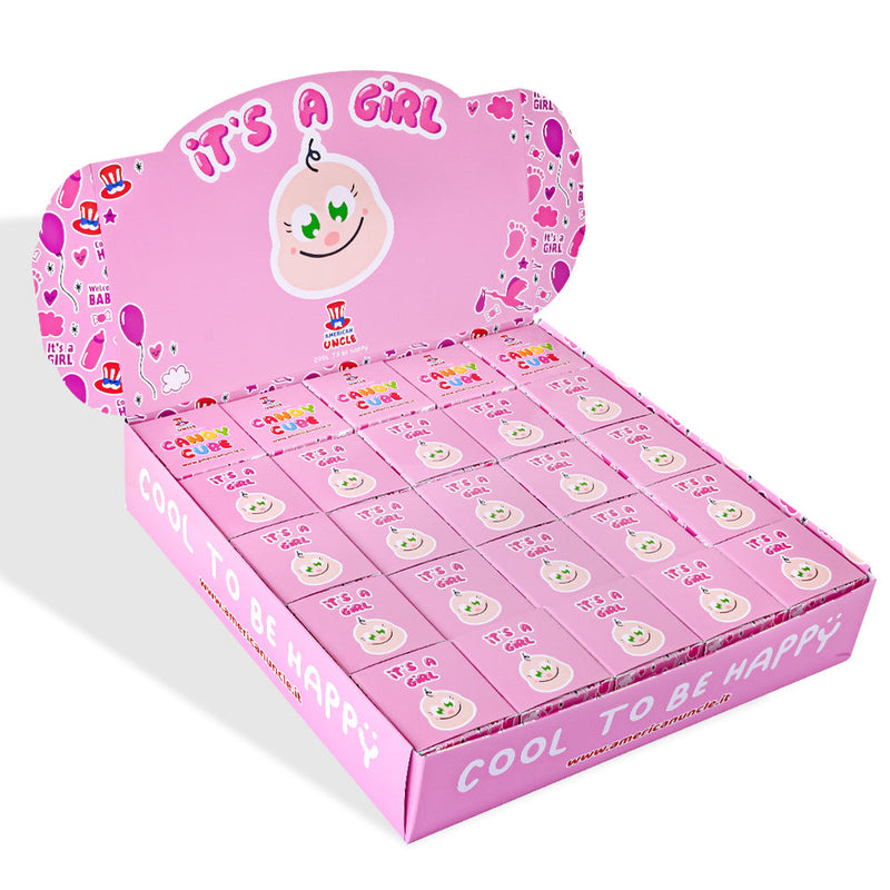 Kit Candy Cube “Es una niña”, cajas de gomitas de 50g ideales para baby shower o nacimientos (25, 50 o 75 uds)