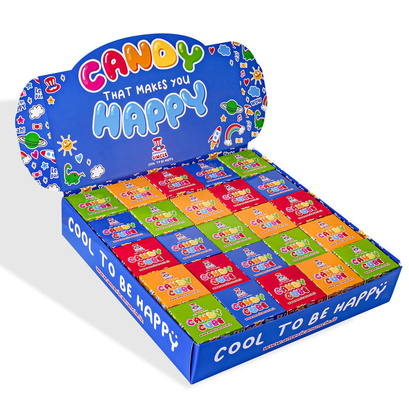 Candy Cube Kit "Party", cajas de gomitas de 50g ideales como gadgets de fin de fiesta (25, 50 o 75 uds)