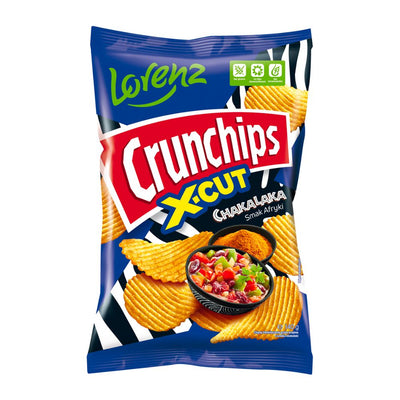 Confezione di patatine agli aromi africani da Lorenz Crunchips X Cut Chakalaka Smak Afryki da 140g