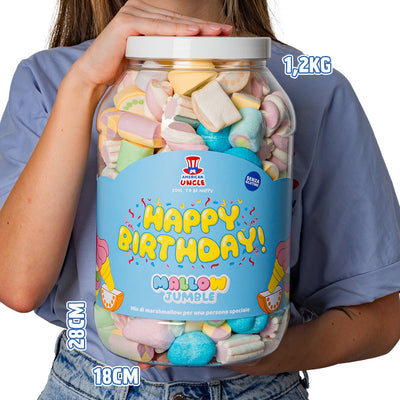 Mallow Jumble “Happy Birthday”, a jar of marshmallows to compose with your favorite flavors