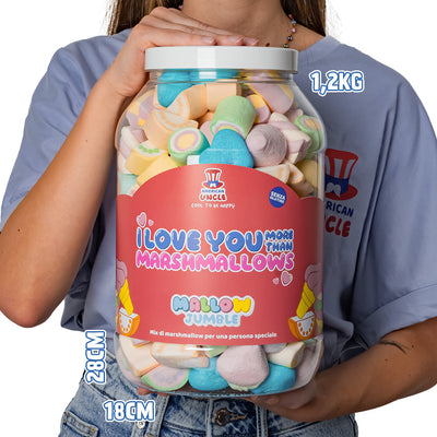 Mallow Jumble “Te amo más que malvavisco”, tarro de malvaviscos para componer con tus sabores favoritos