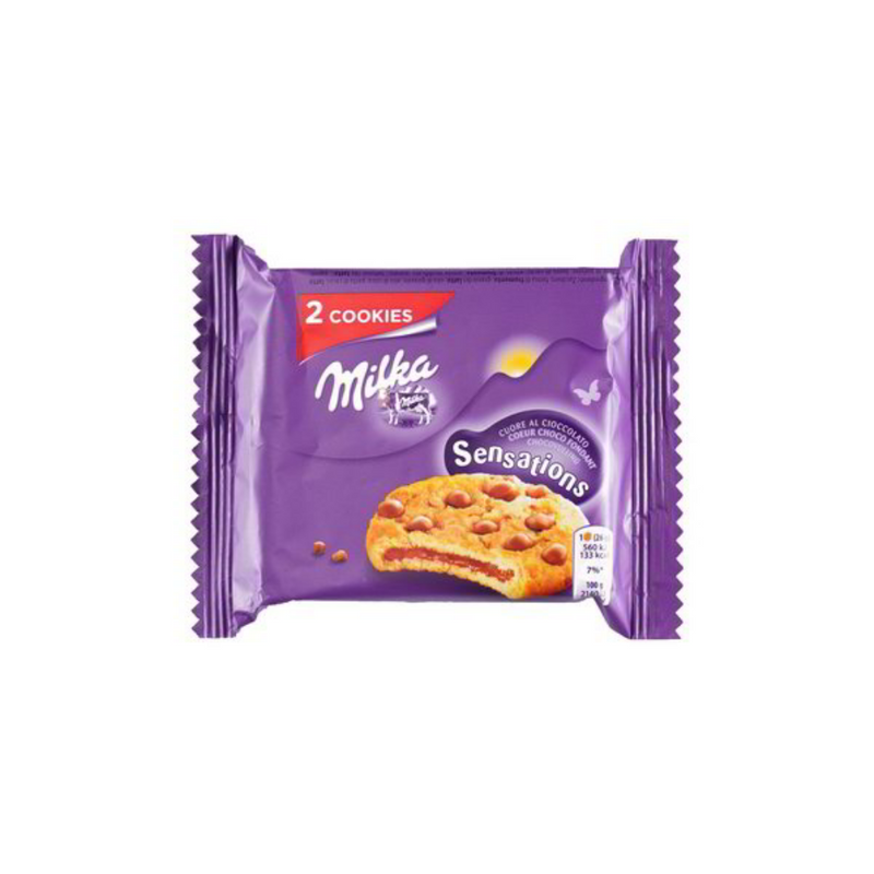 Galleta Milka Sensation, galleta rellena de chocolate con leche con chispas de chocolate, 52g