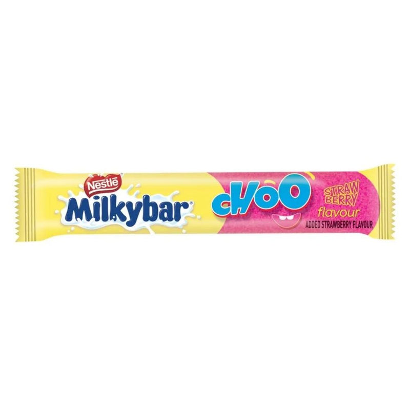 Milkybar Choo Strawberry Flavour, white chocolate filled with strawberry cream 12g