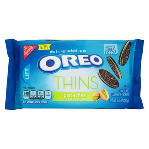 Oreo Thins Pistachio, confezione di biscotti farciti al pistacchio da 287g (4203608211553)