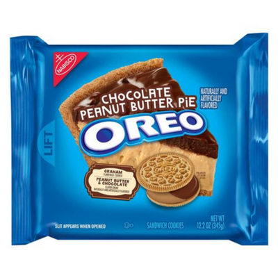 Oreo Chocolate Peanut Butter Pie Cookies, confezione di biscotti farciti al cioccolato e burro d'arachidi da 345g (4203635507297)