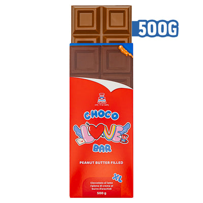 Choco Love Bar XL rellena de mantequilla de cacahuete, 500g de chocolate con leche relleno de crema de mantequilla de cacahuete