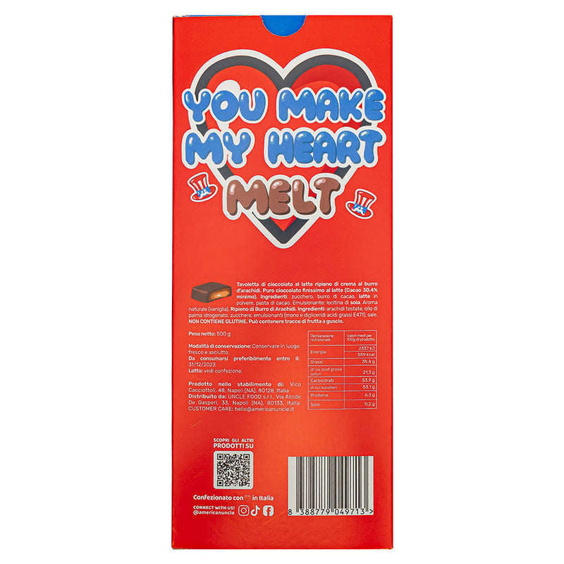 XL Peanut Butter filled Choco Love Bar, milk chocolate filled with peanut butter cream 500g