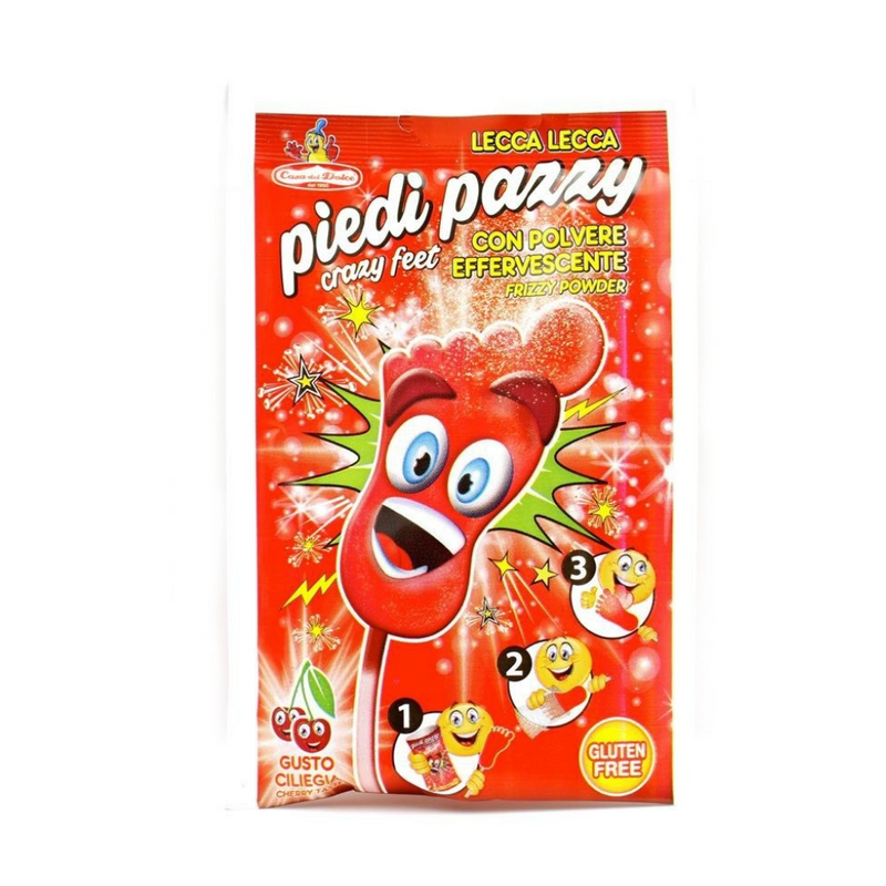 Piedi Pazzi, fruit lollipop with cherry fizzy powder 20g