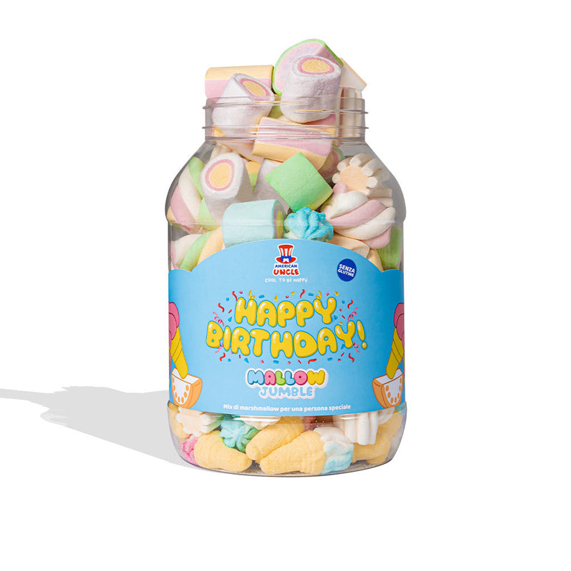 Mallow Jumble “Happy Birthday”, a jar of marshmallows to compose with your favorite flavors