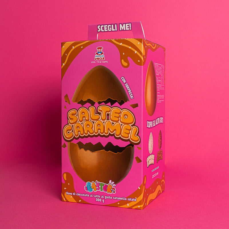 American Uncle Salted Caramel Easter Egg, 300g salted caramel milk chocolate Easter egg