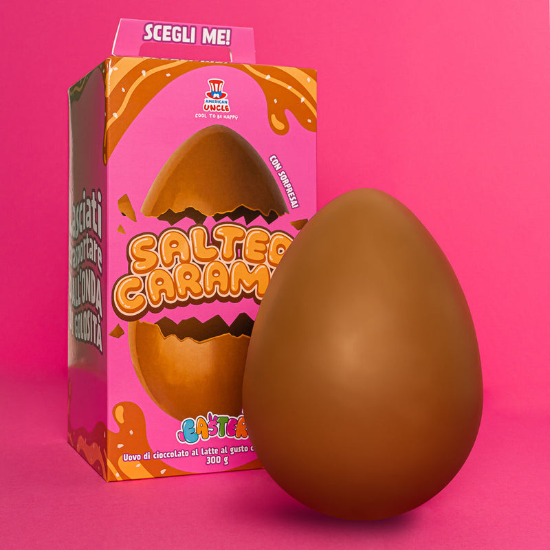 American Uncle Salted Caramel Easter Egg, 300g salted caramel milk chocolate Easter egg