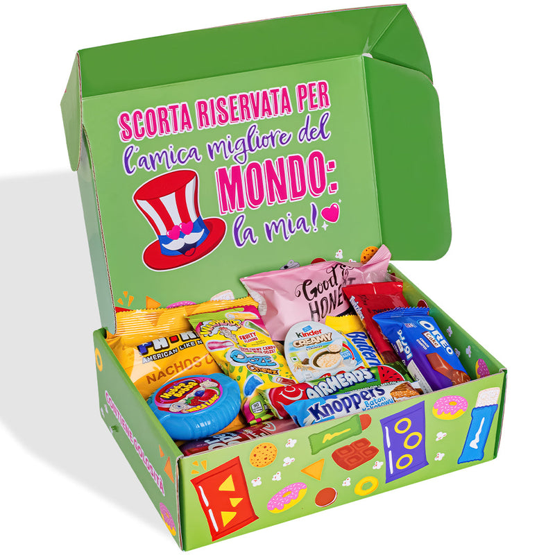 Snack Box “Best Friends Forever”, caja sorpresa de 20 snacks dulces, salados y bebidas para el mejor amigo