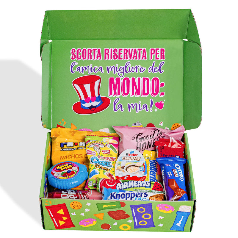 Snack Box “Best Friends Forever”, scatola a sorpresa da 20 snack dolci, salati e bevande per la migliore amica