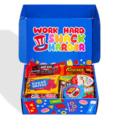 Snack box “Cool to be Happy”, surprise box of 20 sweet, savoury snacks and drinks