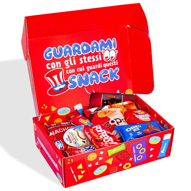 Snack Box “Love in a box”, surprise box of 20 sweet and savoury snacks and drinks