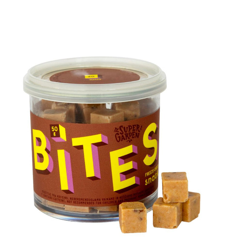 Confezione da 50g di snack al caffè e ai datteri Super Garden Bites Freeze-Dried Snack Coffee and Dates Mix