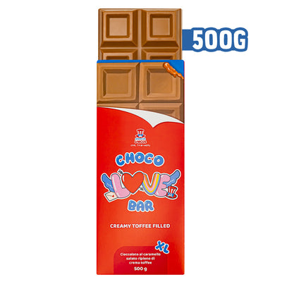 Choco Love Bar XL Creamy Toffee relleno, chocolate caramelo relleno de crema de toffee 500g