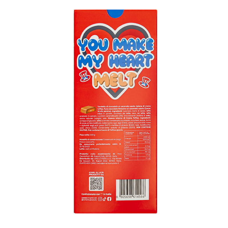 XL Creamy Toffee filled Choco Love Bar, cioccolato al caramello ripieno di crema toffee da 500g