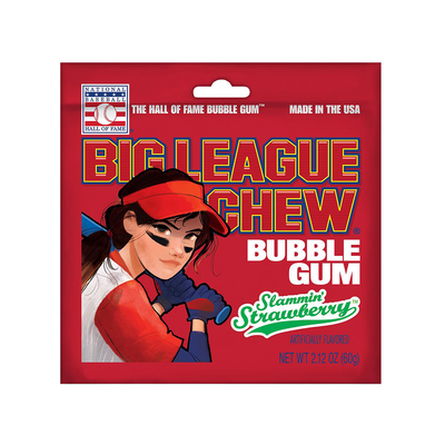 Big League Chew Strawberry,  confezione di chewing gum filanti alla fragola da 60g (4649277751393)