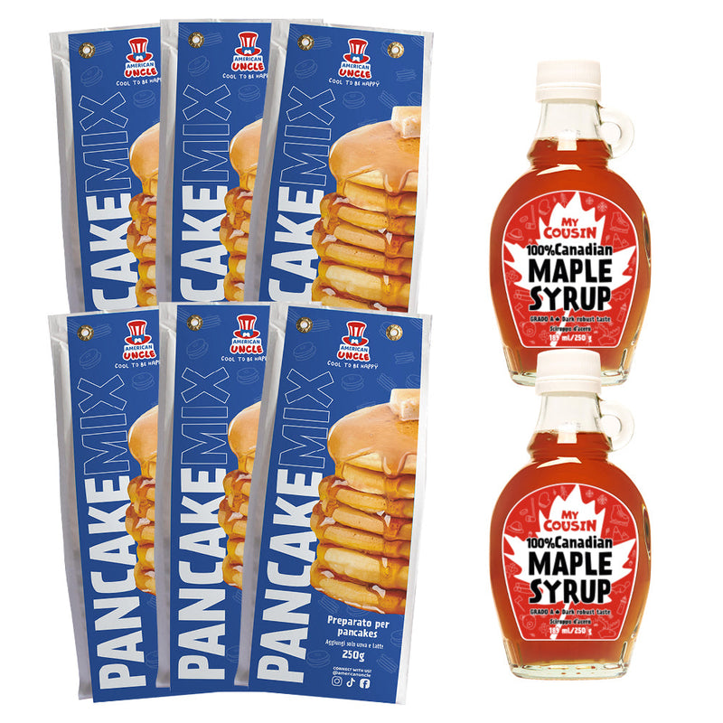 6x American Uncle Pancake Mix + 2x My Cousin Maple Syrup