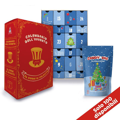 Calendario dell'Avvento + Candy bag, scatola da +24 snack dolci e salati a sorpresa e Candy bag con caramelle gommose