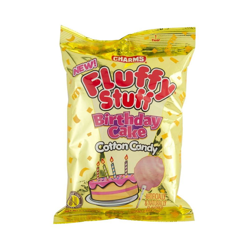 Confezione da 60g di zucchero filato alla frutta Charms fluffy Stuff Birthday Cake Candy Floss