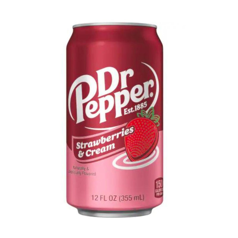 Dr Pepper Strawberries &amp; Cream, 355ml strawberry and cream flavoured drink