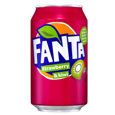 Confezione da 330ml di bevanda alla fragola e al kiwi Fanta Strawberry Kiwi