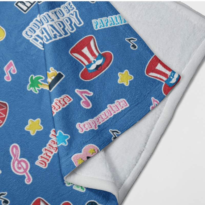 Plaid Sanremo Cool to be Happy, blue fleece blanket with Sanremo themed texture 140x90cm