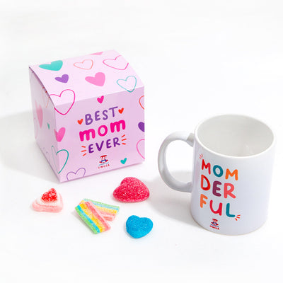 Mom Gift Box, caja regalo para mamá con galletas multisabores, crema de caramelo salado y taza Momderful